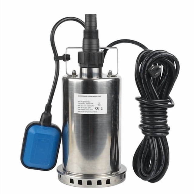 EXTRAUP 1HP 3000 GPH Stainless Steel Submersible Clean Water Transfer Pump Pool Pond Flood Sump Pump