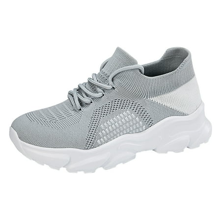 

XIAQUJ Ladies Flyweaving Mesh Sports Casual Socks Shoes Breathable Plus Size Lightweight Running Shoes Sneakers Casual Shoes Sneakers for Women 2024 Grey 8(40)