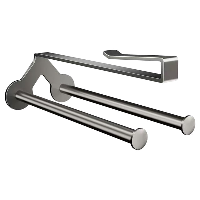 Versatile Paper Towel Holder for Kitchen and Bathroom Use with Under Shelf Wall or Ceiling Mount Space Saving Design for Standard