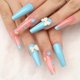 thumbnail image 4 of Lindo ataúd de uñas prensadas con flores, uñas postizas largas, diseño de lazo brillante, cobertura completa, puntas de uñas postizas de bailarina, paquete de 24 Ormromra CZMR-ZC35-6, 4 of 4