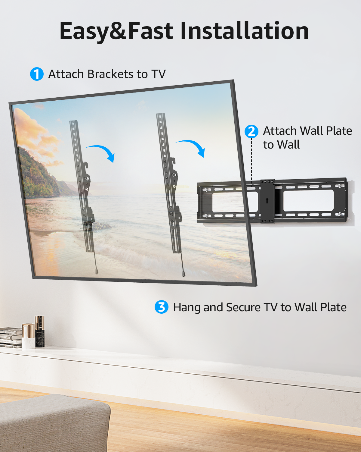 Homount TV Wall Mount, 37"-82", Tilting Bracket photo 2