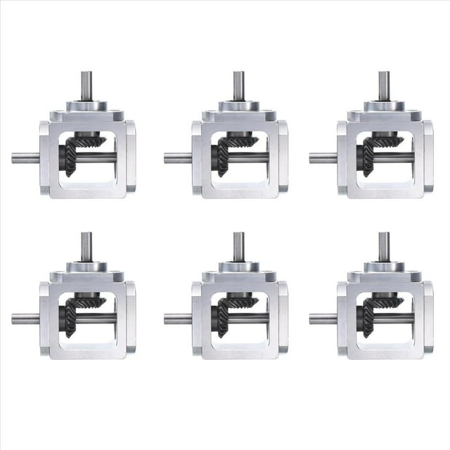 6X Caja de Engranajes Cónicos de Ángulo Recto de 90 Grados, Eje de Salida Simple 1:1, 1 Módulo, Engranaje Cónico de 20 Dientes, de Aluminio
