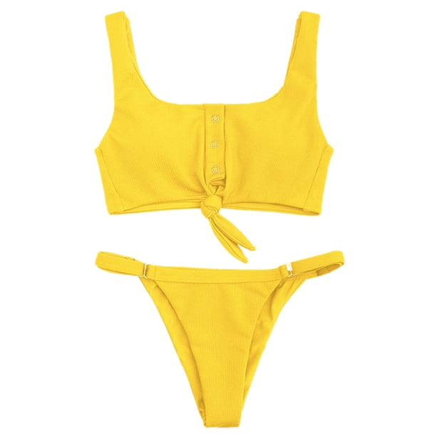 Traje de baño bikini de mujer de dos piezas, traje de baño bikini de tirantes traje de baño de dos piezas