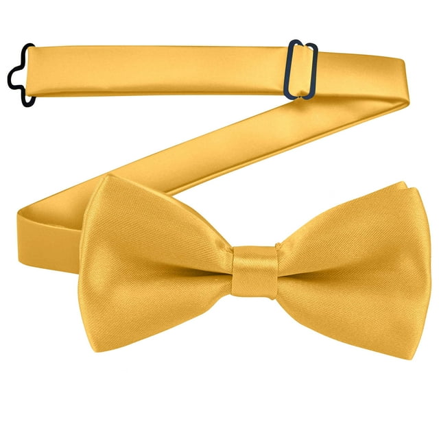 Xfvqtps Boys Bow Tie Solid Color Bowties Adjustable Neckties for Uniform School Party Yellow