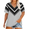 thumbnail image 2 of Bovemsi Plus Size V Neck T Shirts Women Short Sleeve Tops Casual Summer Tshirts Loose Fit Tee, Gray Women's Summer Short Sleeve T-Shirts, 5XL, 2 of 4
