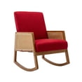 thumbnail image 5 of Modern Accent Rocking Chair,Glider Chair with Rattan Armrests & Wooden Base,Modern Comfy Upholstered Sofa Chair Armchair for Nursery,Living Room, Bedroom, 5 of 9