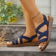 thumbnail image 5 of Eltusu Women's Flat Sandals, PU Open Toe Soft Bottom Ankle Strap Summer Shoes Blue Size 7.5, 5 of 9