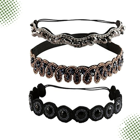 Soimiss 3Pcs Rhinestone Headbands Elastic Breathable Assorted Color Fashion Hairbands
