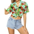 thumbnail image 2 of LA LEELA Women's Button Down Blouses Casual Summer Beach Party Short Sleeve Blouse Shirt Floral Blouses Button up Hawaiian Dresses for Women S Cuckatoo, Autumn Green, 2 of 4