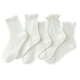 thumbnail image 2 of Bnwani White Kids Socks Toddler Cotton Crew Stacked Thin Socks 6-8 Years 5 Pack, 2 of 3