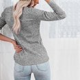 thumbnail image 4 of Women Crew Neck Fitted Tops Women Long Sleeve Henley TShirts Button Down Slim Fit Tops Long Button Up Shirt Gray 3XL, 4 of 5