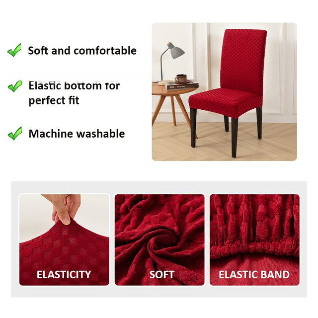 Cómoda funda elástica para silla de punto a cuadros de color liso, funda para silla de hotel para el hogar