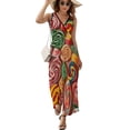 thumbnail image 2 of Pastel Rainbow Lollipop Dress Fashion Boho Beach Long Dresses Female Party Printed Maxi Dress, 2 of 9