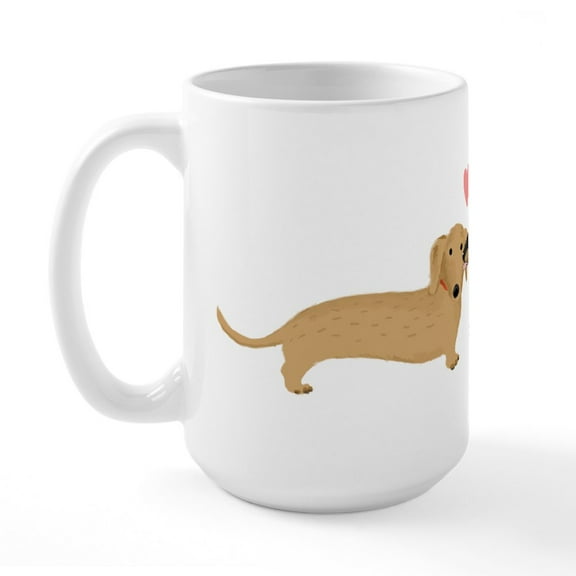 CafePress - Dachshund Smooch Large Mug - 15 oz Ceramic Large White Novelty Mug