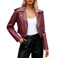 thumbnail image 2 of KANG Distressed Faux Leather Jacket For Plus Size Lapel Oversized Outerwear Coat With Tone Finish, 2 of 4