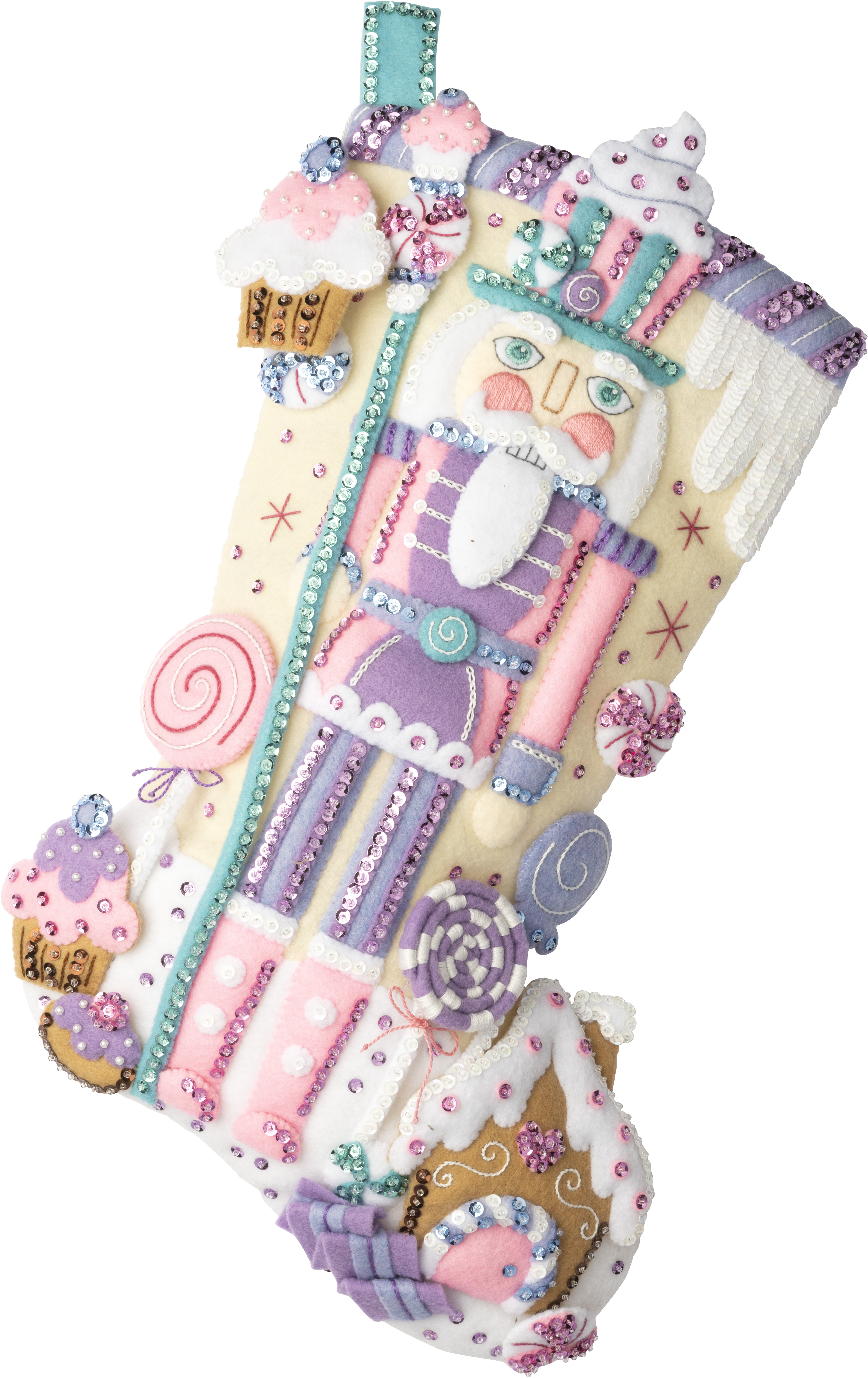 Bucilla Felt Applique DIY Holiday Stocking Kit, Nutcracker Sweet, 18"