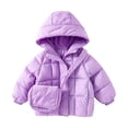 thumbnail image 3 of Lmnyox Puffer Jackets for Girls Solid Color Long Sleeve Windproof Hooded Coats Winter Warm Outwears with Pockets, 3 of 4