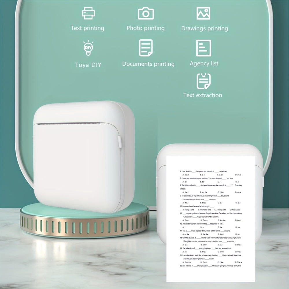 New Portable Thermal Printer - Instant Printing, Suitable for Photos, Labels, Notes, Etc., Wireless Connection, USB Charging, Monochrome Output, Essential for Study, High-quality Printing.