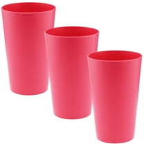 YBM Home Reusable Plastic Cups 10 oz, Unbreakable Drinkware Dishwasher Safe 3-Pack, Pink