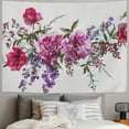 thumbnail image 2 of GOSMITH Tapestry Wall Hanging Watercolor Floral Fuchsia Peonies Lilac Foliage Botanical Vintage Wedding Home Decorations for Living Room Bedroom Dorm Decor Tapestries Painting, 2 of 6