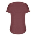 thumbnail image 5 of JGGSPWM Women's Plus Size V-Neck Solid Blouse Short Sleeve Button Decor Shoulder Plain Lovely Comfy Tops Wine XXXL, 5 of 6
