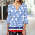 thumbnail image 2 of Kvture 4th of July Tops for Women Henley V Neck Button 3/4 Sleeve Blouse Independence Day Patriotic T Shirts Summer Light Blue Tees XXXL, 2 of 5