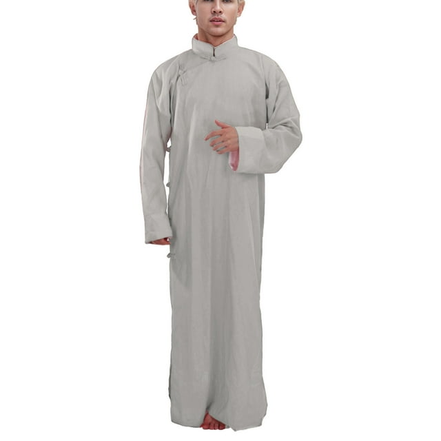 Tshirts Shirts for Men Robes Robes Solid Color Robes Mandarin Jacket White Classic Fall Tees Men size M