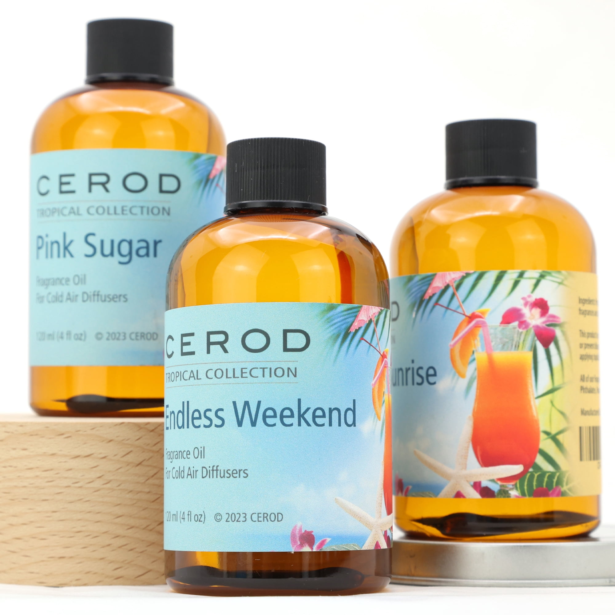CEROD - Tropical Collection - Endless Weekend Fragrance Oil for Cold Air Diffusers - Aromatherapy Essential Oil Scents- Raspberry, Lychee, Magnolia, Vanilla, Sandalwood - 4 oz. (120ml)