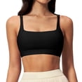 thumbnail image 3 of VISALY Racerback Athletic Sports Bra High Support Stretch Fit Top Gym Running Training Sports Bra Square Neck Bralette Supportive Unlined No Underwire Wireless Padded Yoga Workout Bra Tops Black L, 3 of 9