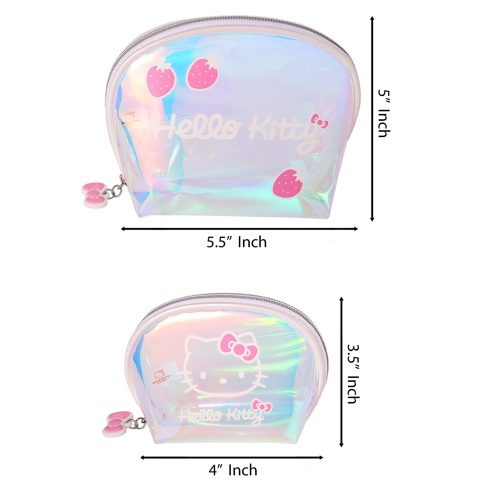 Hello Kitty Official License Large and Small Clear Cosmetic Travel Bags