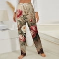 thumbnail image 3 of Elegant Rose Floral Print Winter Female Pants Flannel High Waist Women Pants Lady Warm Straight Leg Plush Trousers, 3 of 7