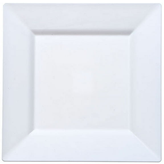 Lillian Plastic Dinnerware Square Plastic Plate, 10 3/4", Pearl, 10 Ct