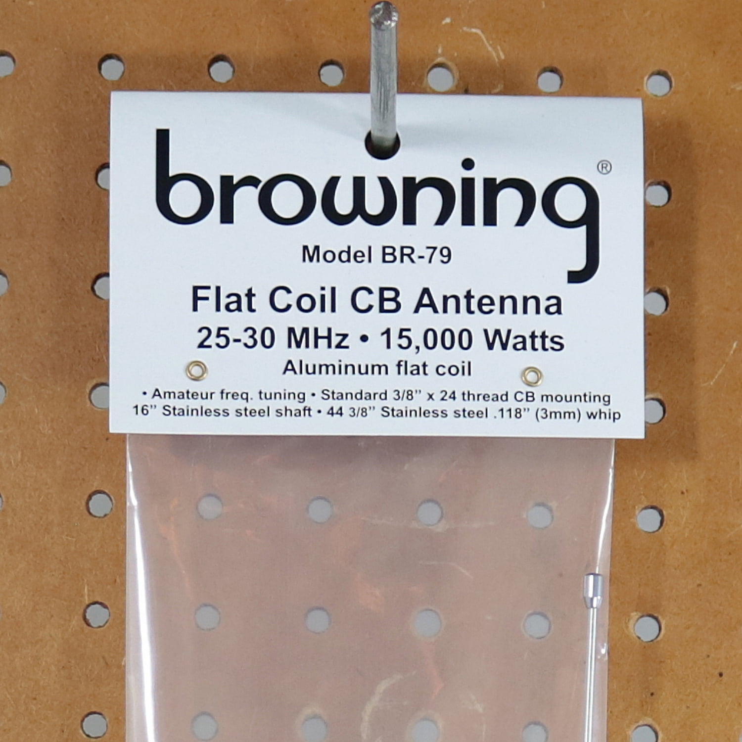 Browning 15,000-Watt High-Performance 25 MHz to 30 MHz Broad-Band Flat-Coil Trucker CB Antenna, 68 Inches Tall