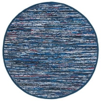 SAFAVIEH Rag Dania Striped Cotton Area Rug, Blue/Multi, 6' x 6' Round