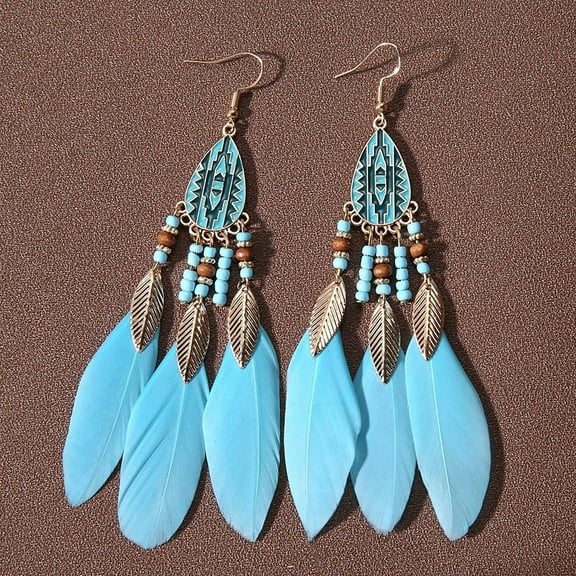 NICKSUN Women Faux Feather Earrings Bohemian Fringe Tassel Long Drop Dangle Earrings Set with Design for Women