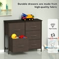 thumbnail image 4 of Dresser for Bedroom with 5 Drawers, Keylever 2 Pack Chest of Drawers, Steel Frame, Wooden Top Fabric Dresser for Living Room, Closet, Nursery, Hallway, Entryway, Brown, 4 of 9