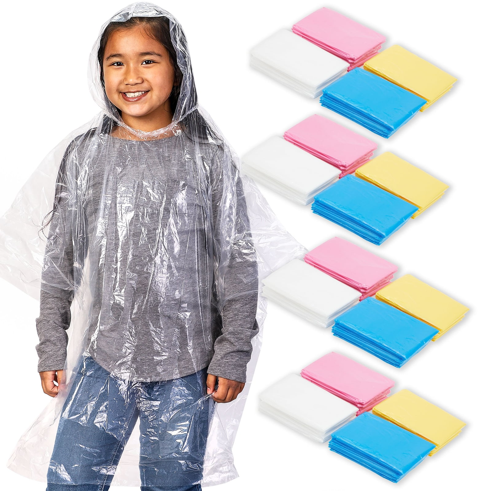 Ontwapening Prime Kolonisten 20 Pack Disposable Rain Ponchos for Kids, Clear Plastic Raincoats for  Emergency, Girls, Boys, 4 Colors - Walmart.com
