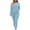 Light Blue, variant on Lindreshi 2 Piece Sweat Suits for Women 2PC Fashion Woman Round Neck Solid Long Sleeve Blouse +Loose Pants Sets
