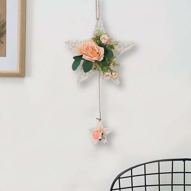 Artificial Flower Pendant Indoor Decor Flowers Fake Faux Hanging Wall Flowers Simulation Garden Artificial Flowers Ornament Flower Artificial Wooden