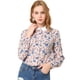 thumbnail image 1 of INSPIRE CHIC Blusa superior con cuello floral para mujer Camisas abotonadas de manga larga con pliegues elegantes Rosa S, 1 of 6