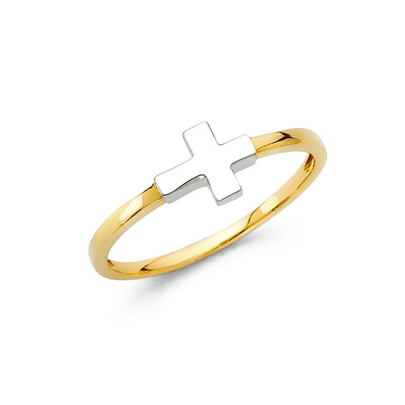 Solid 14k Gold Cross Fashion Anniversary Ring Size 7.5