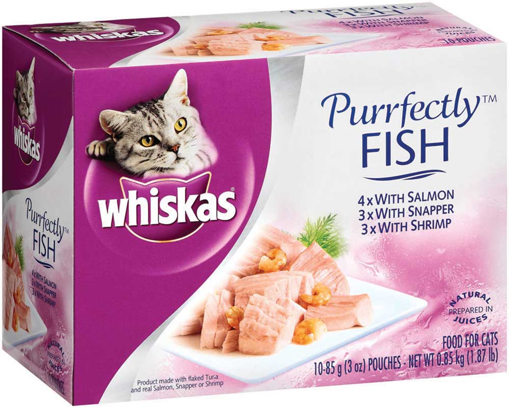 (10 Pack) Whiskas Purrfectly Fish Variety Pack Wet Cat Food, Featuring Salmon, 3 oz. Pouches - image 2 of 6