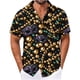 thumbnail image 2 of Blusa y camisa de manga corta con cuello vuelto para hombre, camisa de cuello abotonado con estampado de carnaval, blusa de longitud media para hombre, 2 of 7