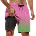 thumbnail image 1 of Board Shorts Male Swim Trunks Line Ing 2 In 1 Swim Shorts Elastic Quick Drying With Pockets Beach Shorts Pink XXXXXL, 1 of 4