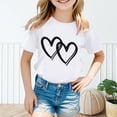 thumbnail image 2 of Baby Clothes for Girls Cute Graphic Girls Shirts Round Neck Short Sleeve T Shirt Soft Stretch Cotton for School White 8-9 Years, 2 of 5