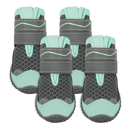 TELOLY 4Pcs Dog Shoes Easy Clean Dog Boots Paw Freshness Dog Shoes Large Size Dogs Green 1.8in