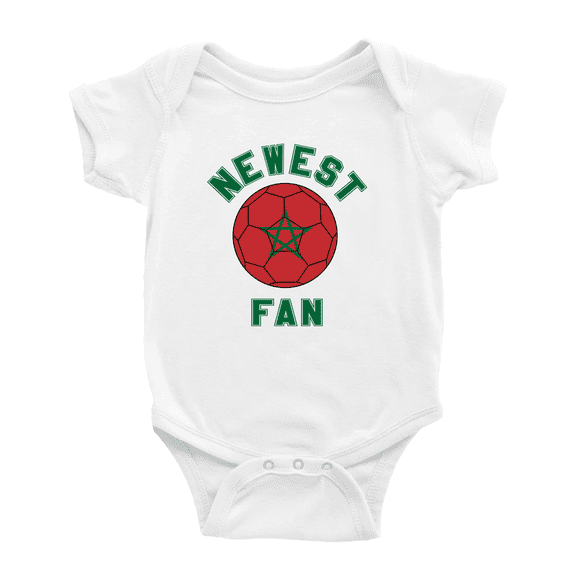 Newest Morocco National Soccer Team Fan Cute Baby Rompers Baby Clothes (White, 6-12 Months)