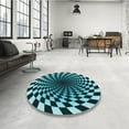 thumbnail image 4 of Ahgly Company Machine Washable Indoor Round Transitional Deep Teal Green Area Rugs, 8' Round, 4 of 7