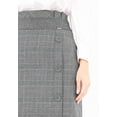 thumbnail image 5 of Grey Midi Tartan Straight Plaid Belted Skirt With Decorative Buttons, 5 of 6