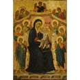 thumbnail image 2 of Segna di Buonaventura 13x18 Black Ornate Wood Framed Double Matted Museum Art Print Titled - Madonna and Child with Nine Angels (ca. 1315), 2 of 5